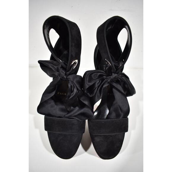 Christian Louboutin Torrida Alta 150 Black Silk Bow Platform Sandal Heel Pump 42 - Picture 7 of 12